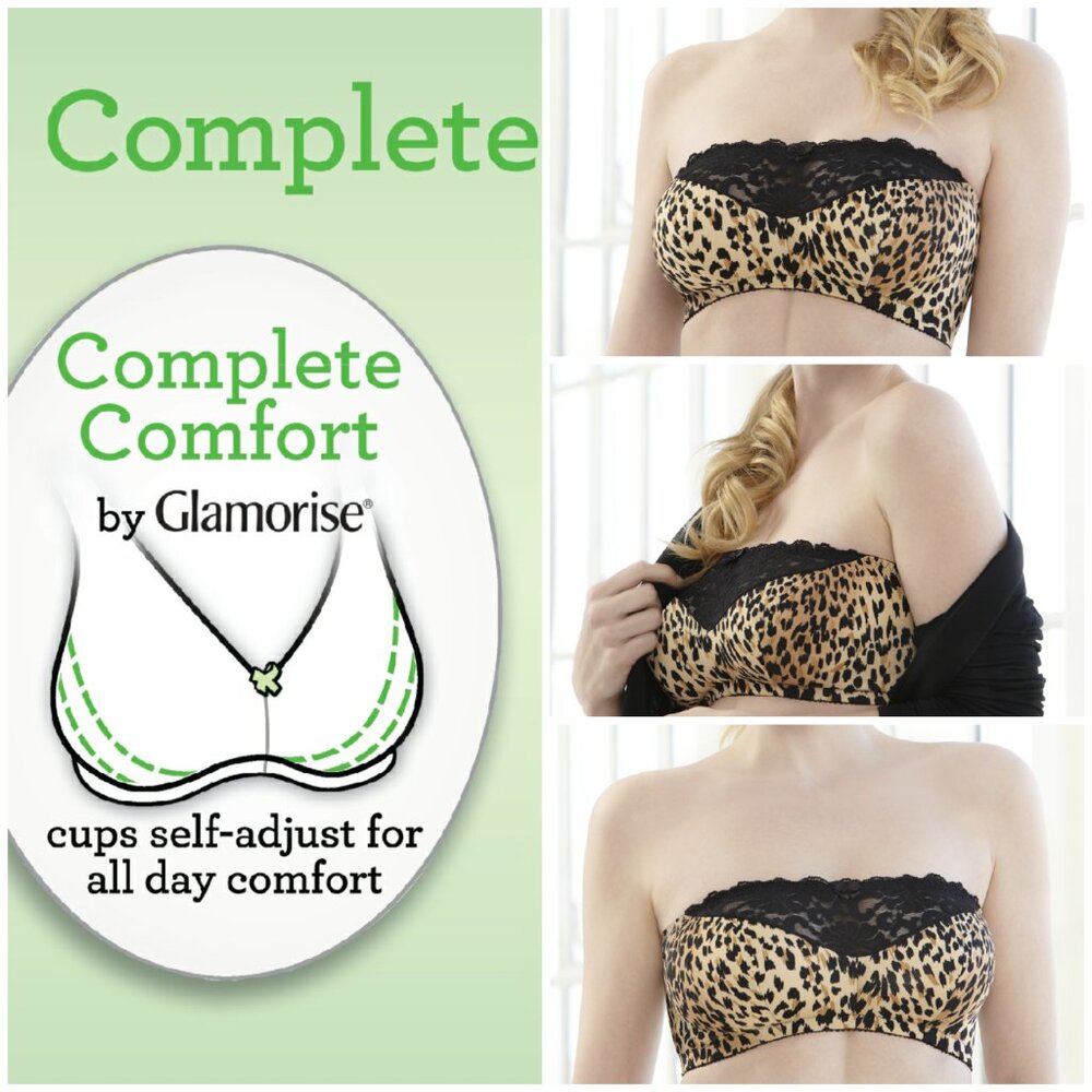 Set of 3! Fits 38B 38C 38D Glamorise Strapless Bra Stretch Bralette LEOPARD NEW